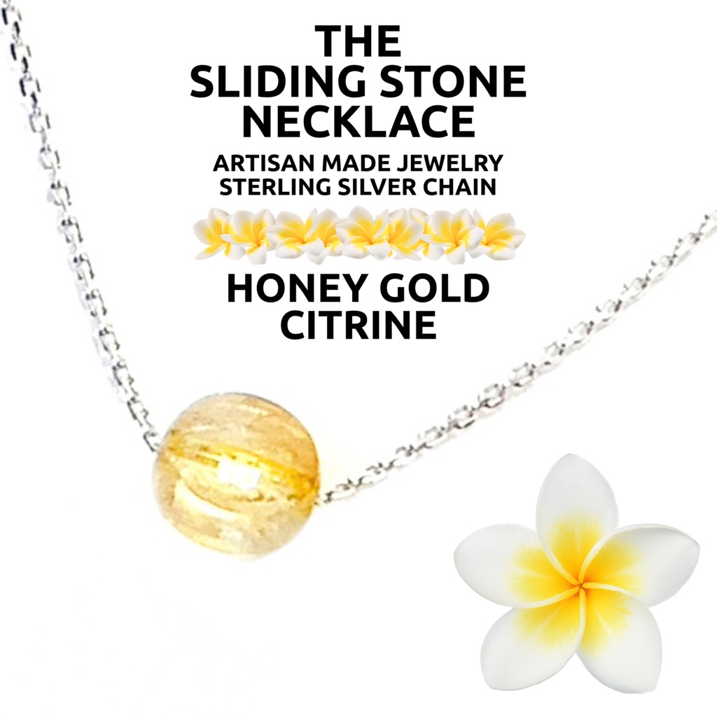 Island Sunset Artisan The Sliding Stone Necklace Honey Gold Citrine .925